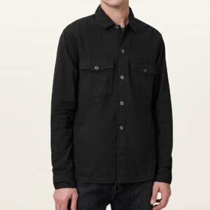AllSaints Spotter Slim Fit Overshirt Mens XXL Cotton Black Utility Distressed